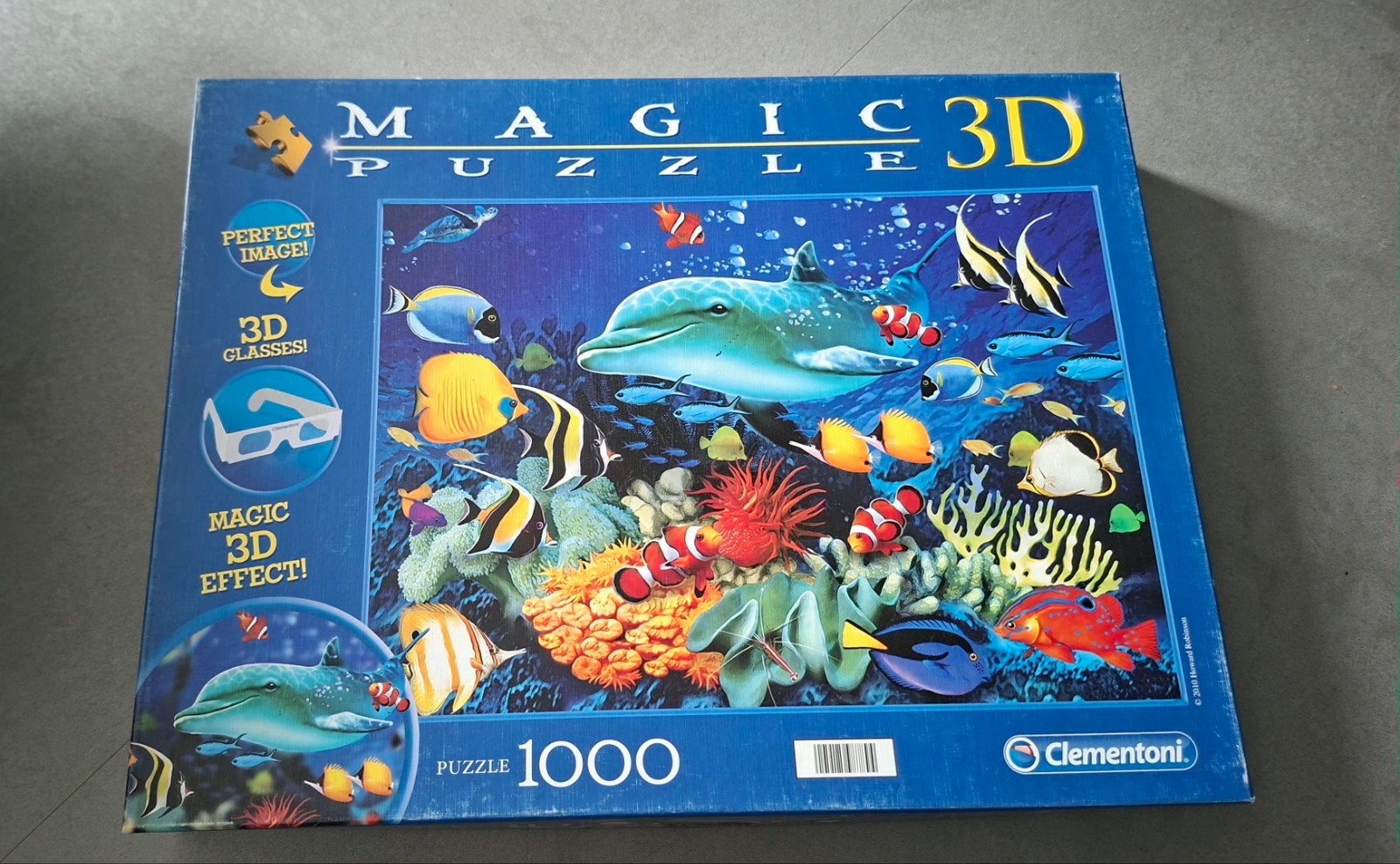 Clementoni Magic Puzzle 3D - Dolfijnen & Koraalrif, Ophalen of Verzenden, 500 t/m 1500 stukjes, Gebruikt, Legpuzzel