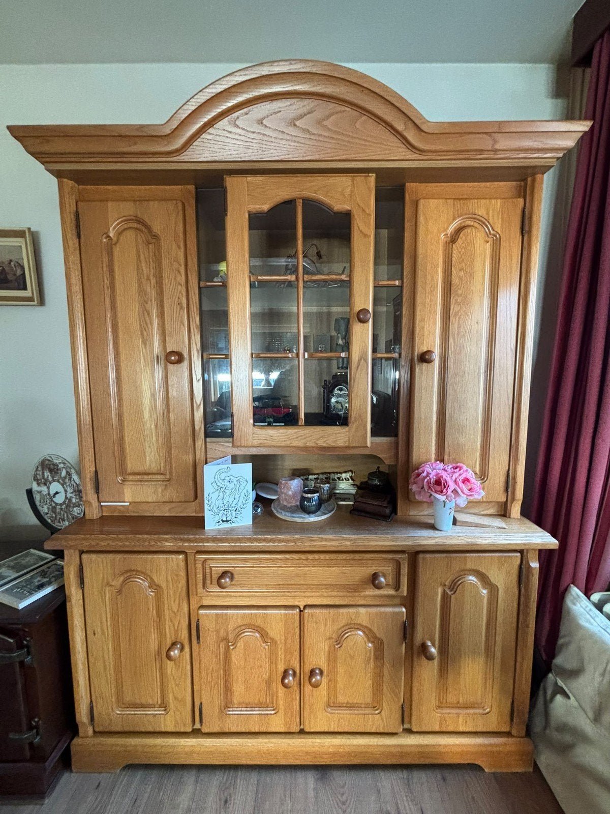 blank midden eiken toog vitrine kast gratis, Ophalen, Gebruikt, 100 tot 150 cm, 200 cm of meer