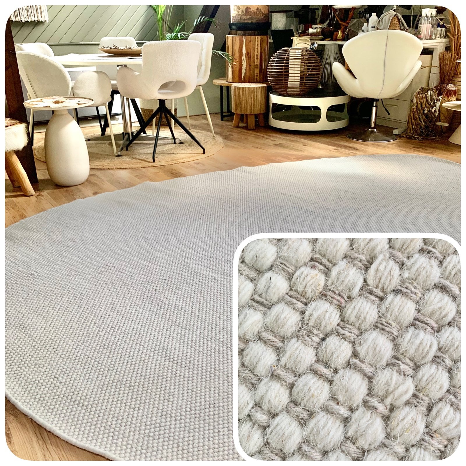 Teardrop de luxe -creme beige  wol xxl vloerkleed -fotoshoot, Ophalen, Crème, 200 cm of meer, Zo goed als nieuw