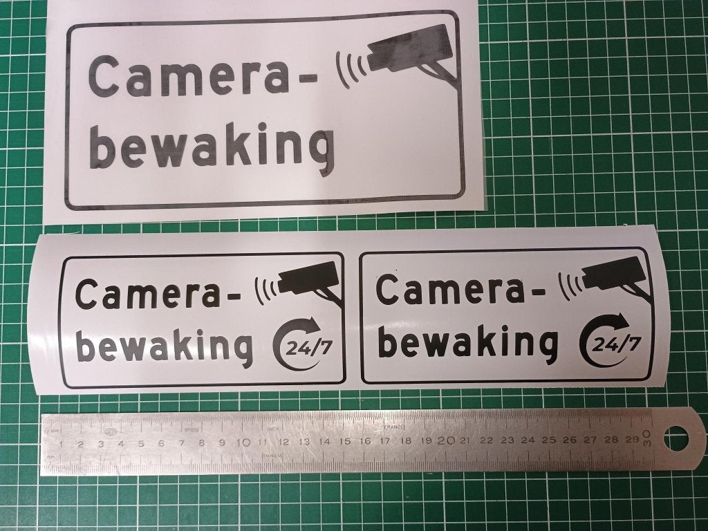 Stickers "CAMERABEWAKING" Diverse kleuren mogelijk, Ophalen of Verzenden, Nieuw