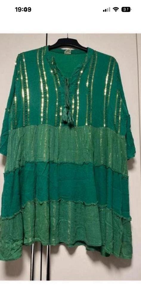 tuniek groen / goud maat 48/50, Kleding | Dames, Ophalen of Verzenden, Zo goed als nieuw, Groen, Blouse of Tuniek