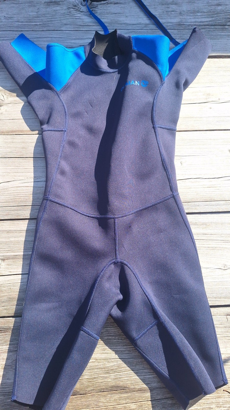 Kinder Shorty Wetsuit Decathlon Maat 134-140, Watersport en Boten, Watersportkleding, Wetsuit, Kind, Ophalen of Verzenden, Zo goed als nieuw