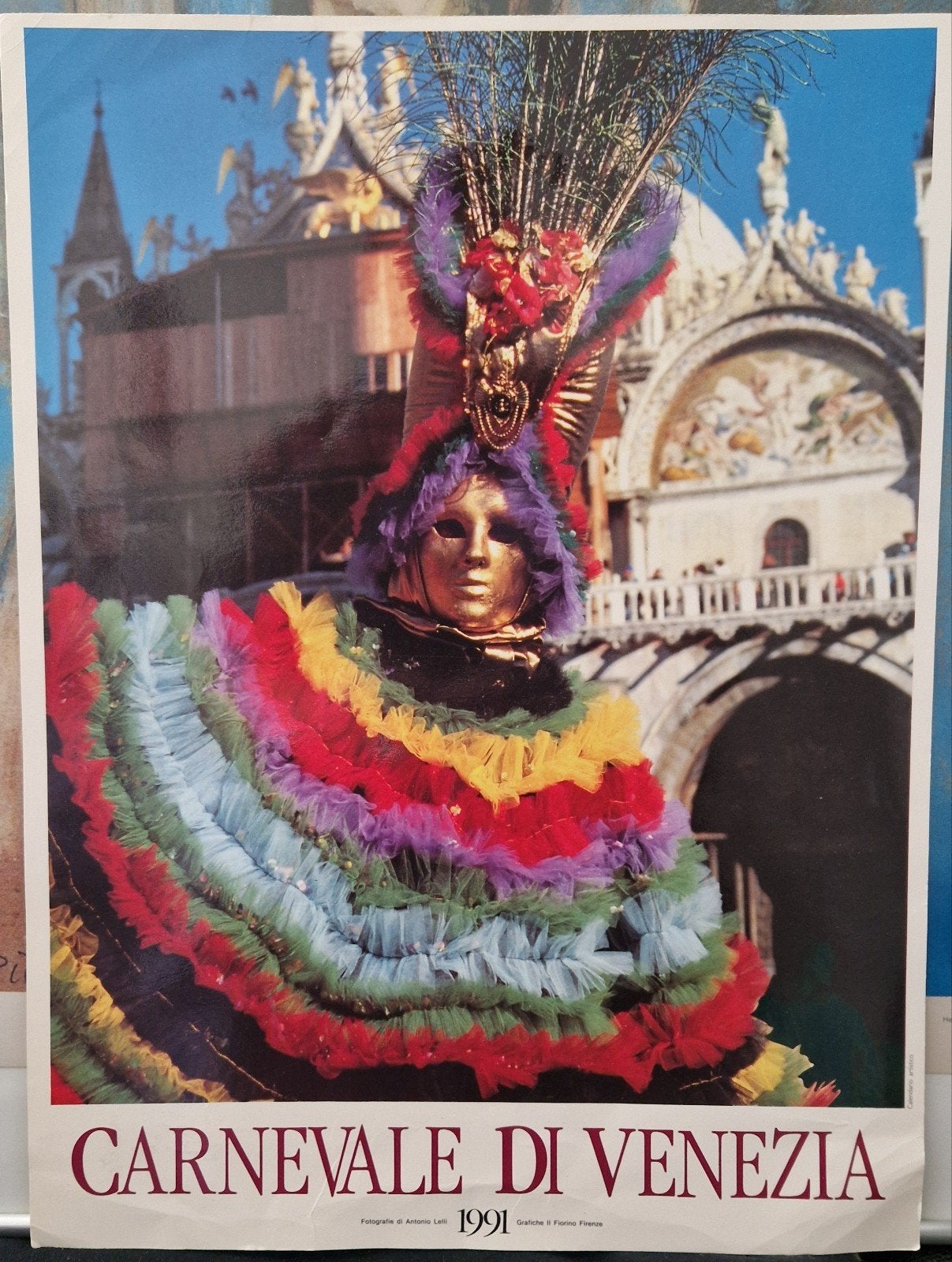 Poster Carnevale di Venezia 1991 - Ca. 40x50cm, Ophalen of Verzenden, A1 t/m A3, Overige onderwerpen, Rechthoekig Staand
