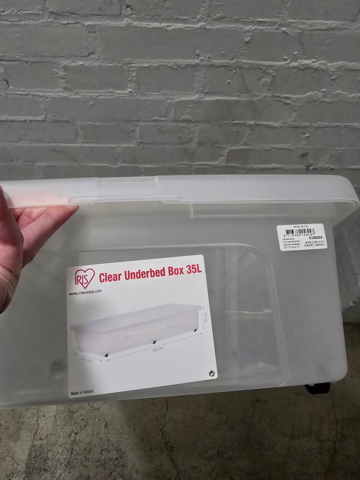 IRIS Clear Underbed Box 35L - Handige Opbergoplossing, Ophalen, Gebruikt, Wit, Kunststof