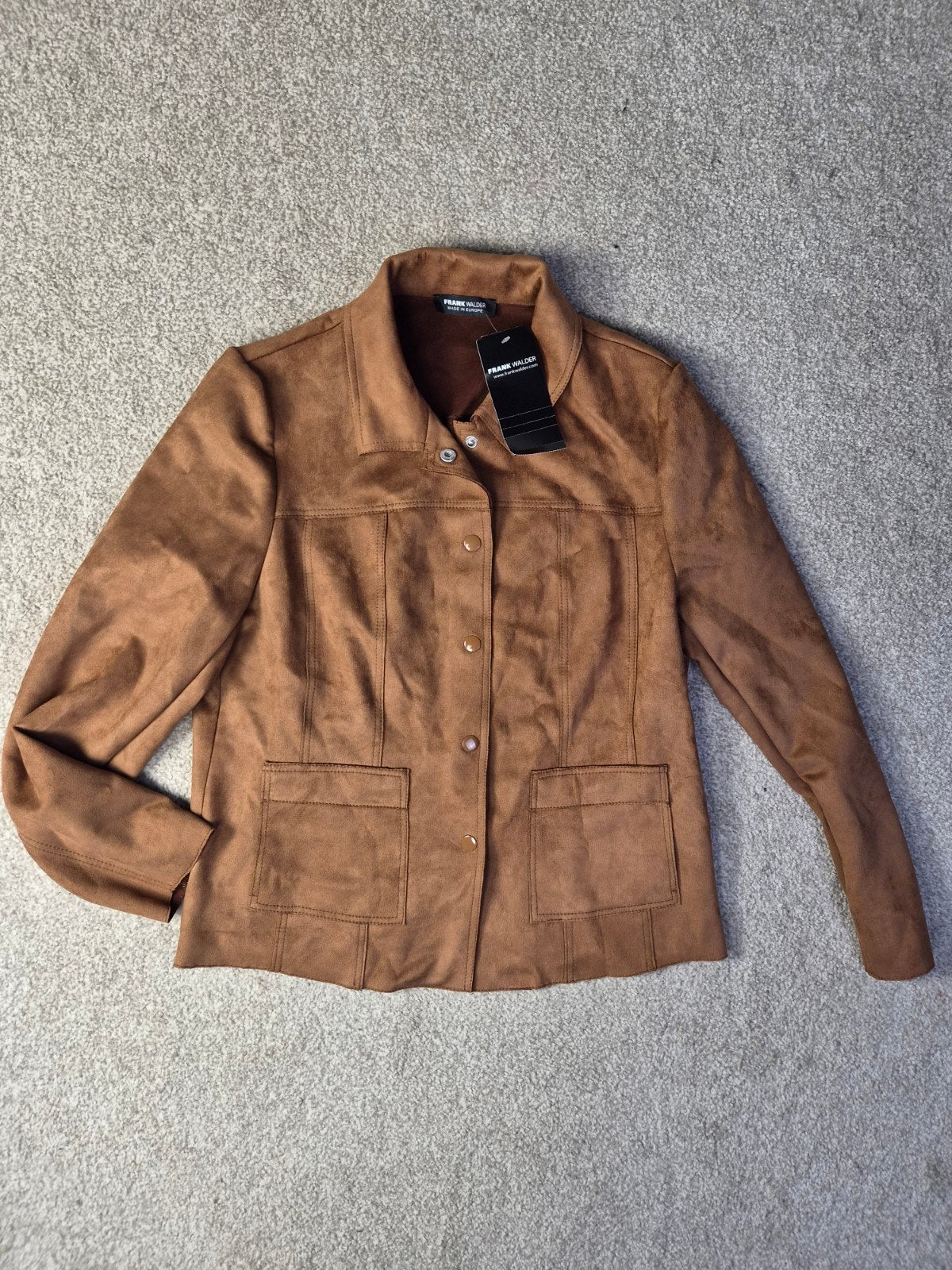 Frank Walder suède-look jasje - Nieuw met kaartjes, Bruin, Maat 42/44 (L), Nieuw, Ophalen of Verzenden