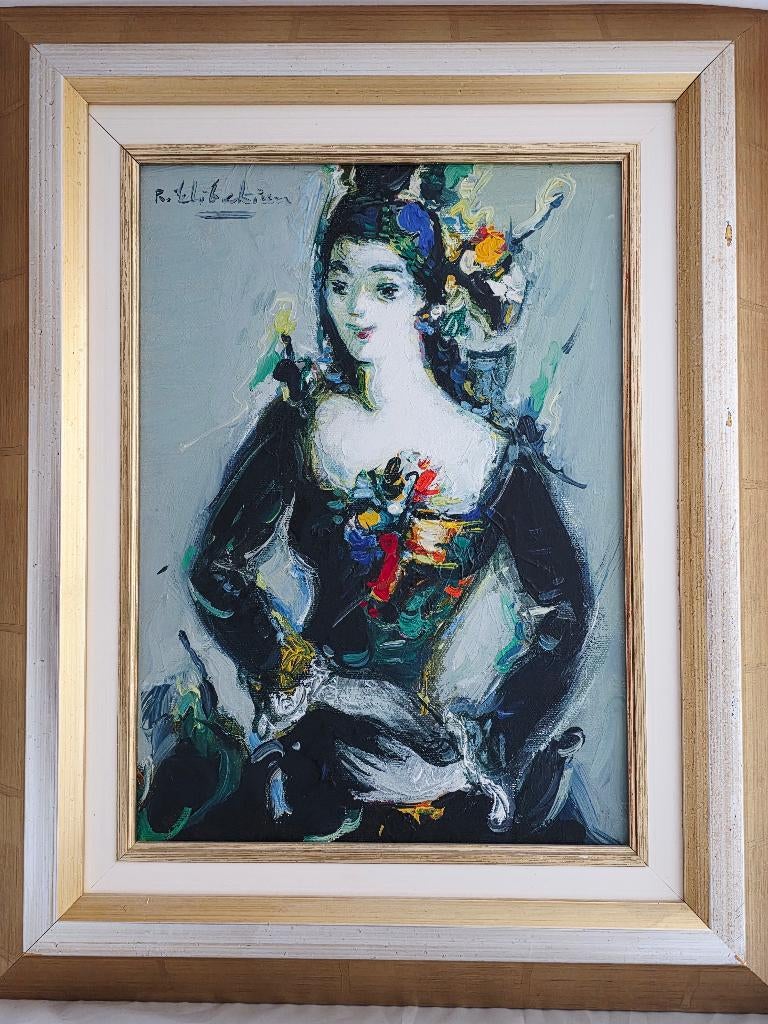 R. Elibekian schilderij " Danseres ", Antiek en Kunst, Kunst | Schilderijen | Klassiek, Ophalen of Verzenden