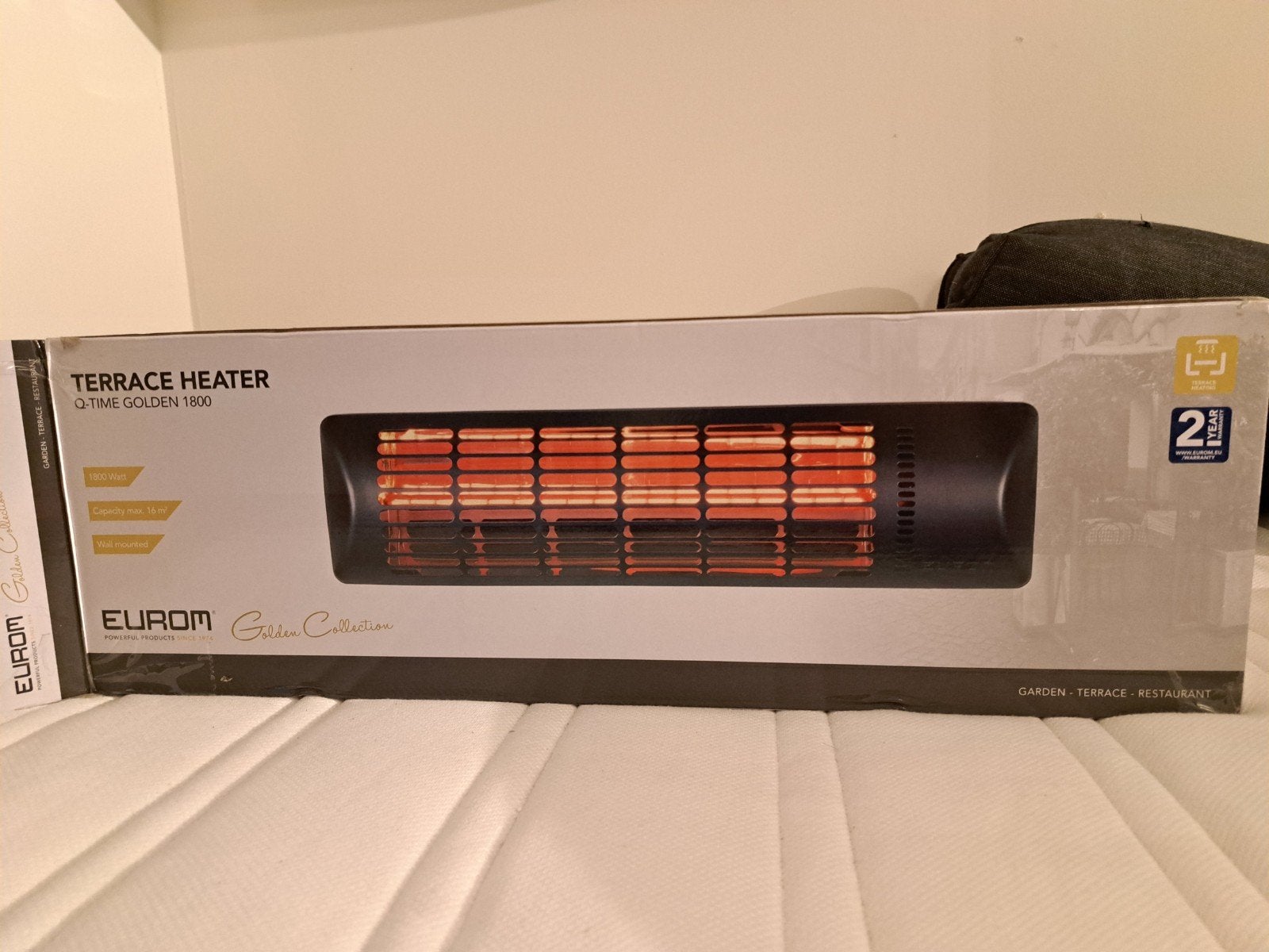 Terrasverwarmer elektrisch Eurom 1800W NIEUW, Elektrisch, Nieuw, Ophalen of Verzenden, Waterbestendig