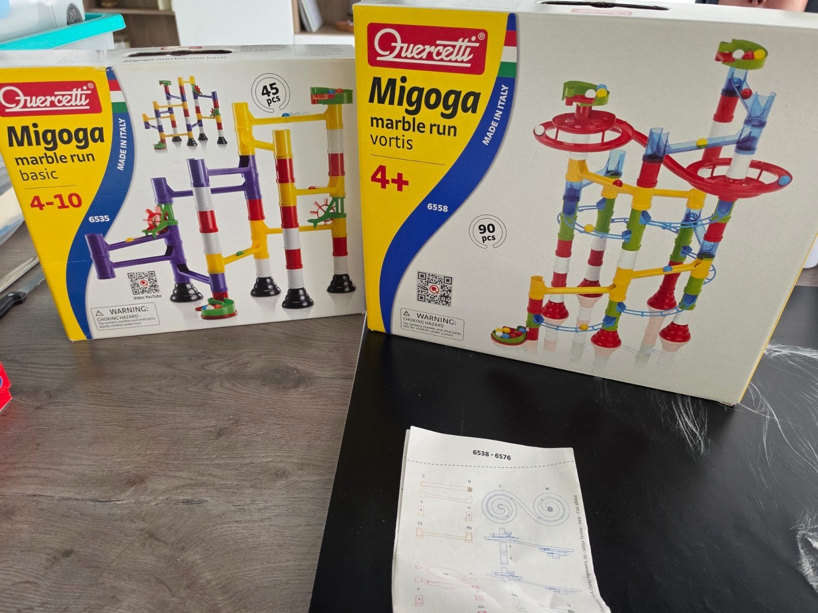 Quercetti Migoga knikkerbaan - 90 + 45 stuks + extra baan, Ophalen of Verzenden, Gebruikt, Bouwen