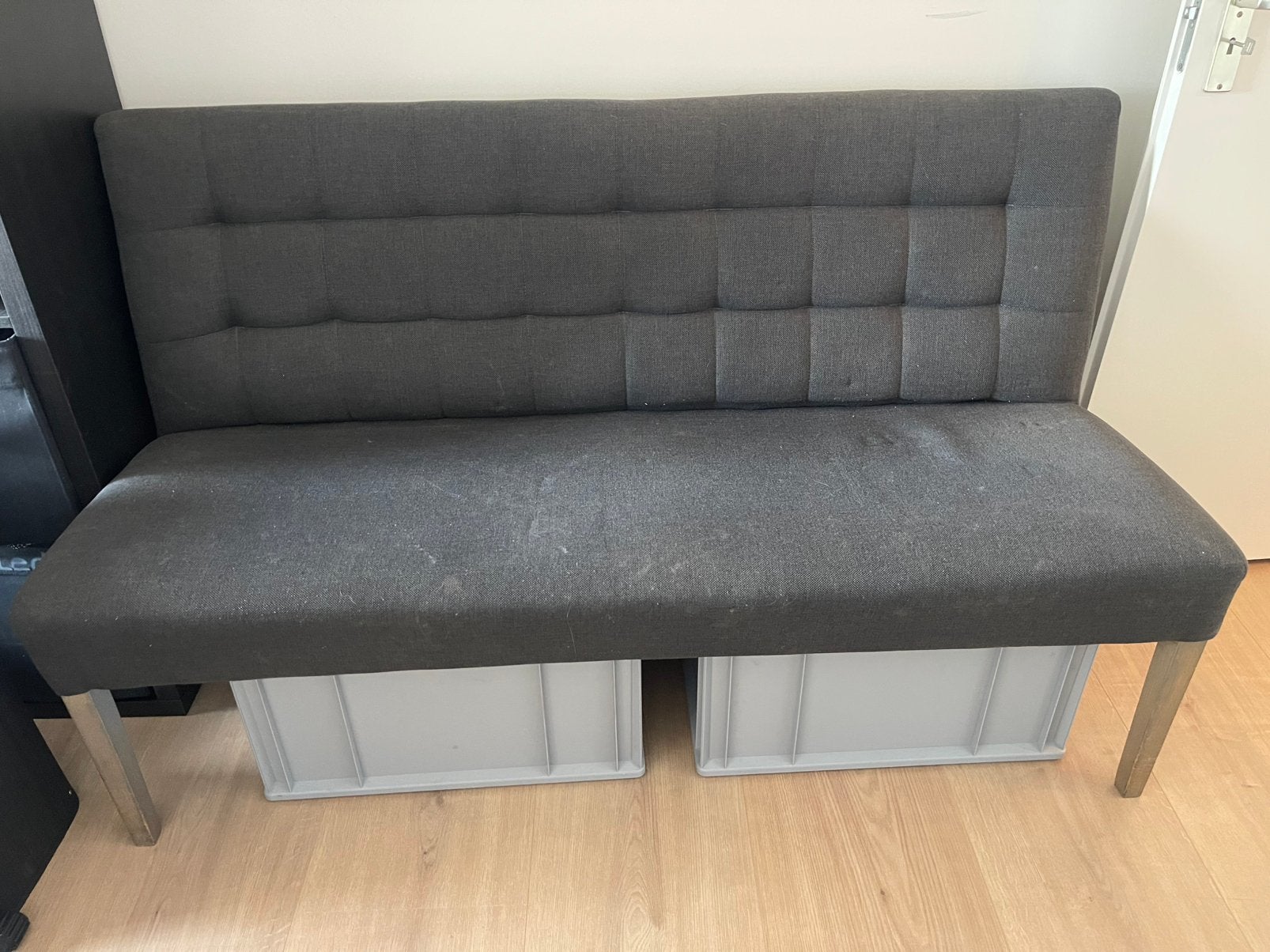 Grijze eetkamerbank, Huis en Inrichting, Ophalen, Hout, Gebruikt, 150 tot 200 cm