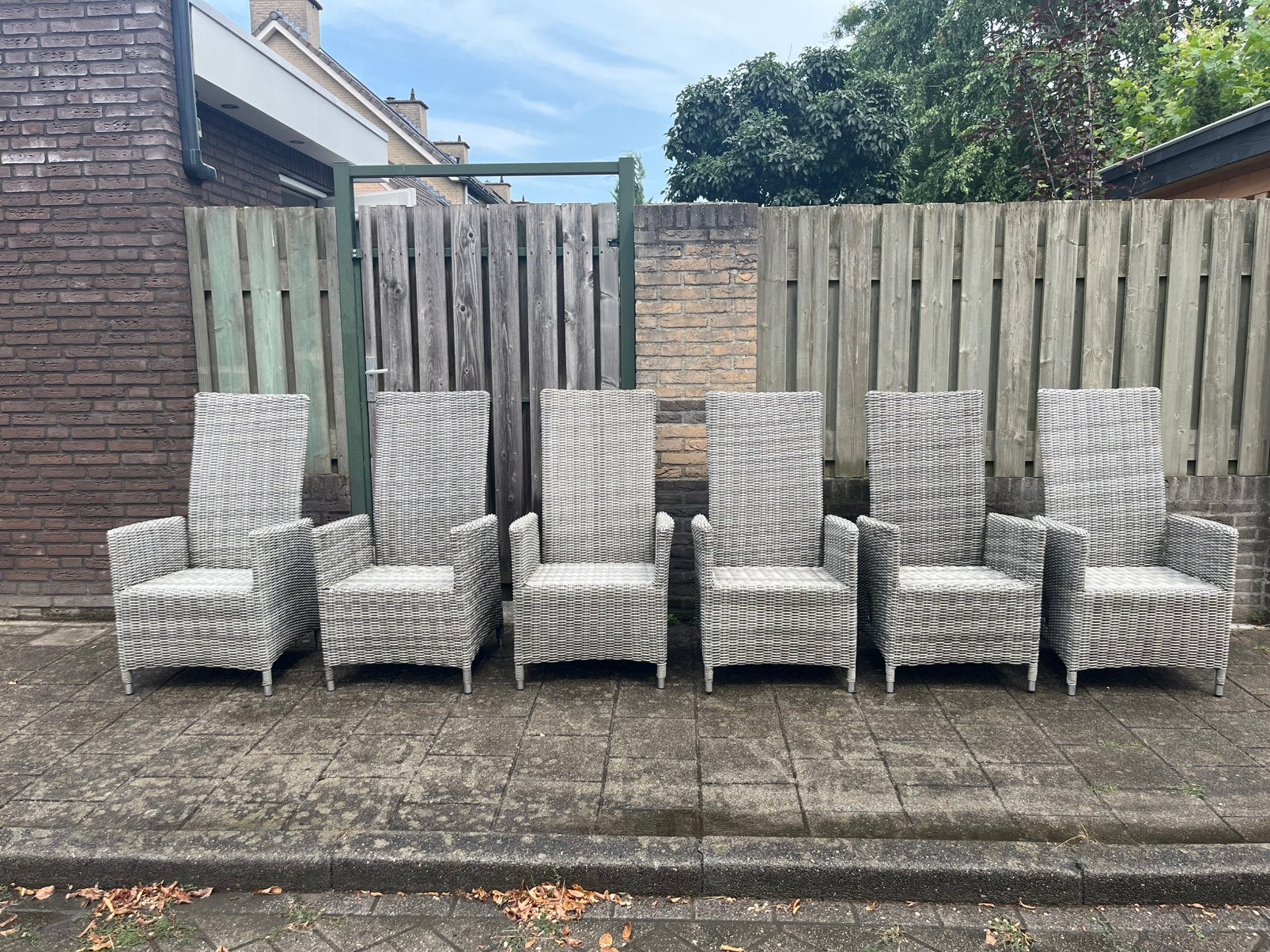 6 verstelbare tuinstoelen, Ophalen, Gebruikt, Kunststof