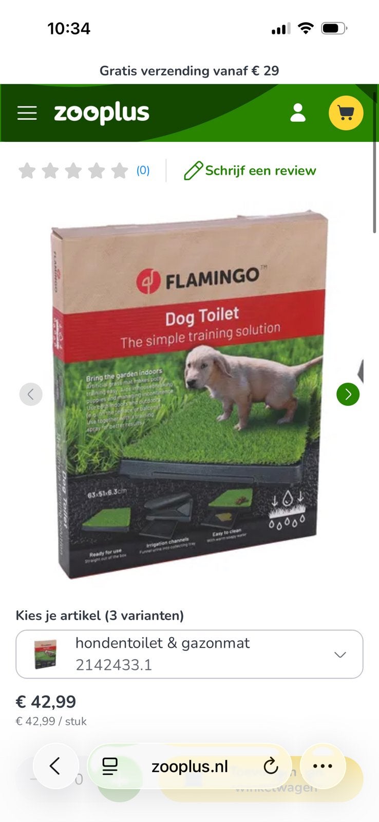 Honden toilet ( training ), Dieren en Toebehoren, Flamingo, Ophalen of Verzenden, Zo goed als nieuw, Overige typen