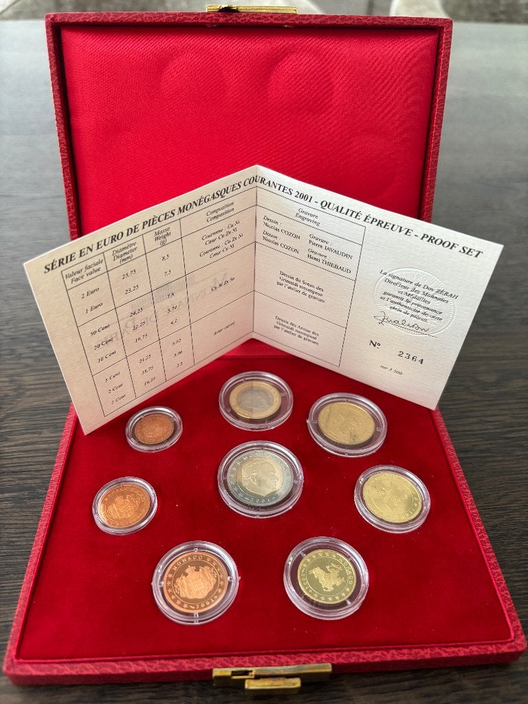 Monaco jaarset 2001 (PROOF), Verzenden, Monaco, Overige waardes, Setje