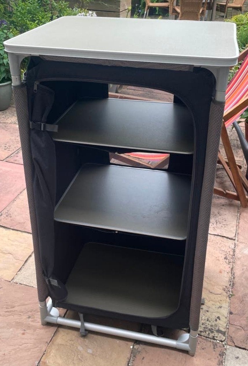 Vrijbuiter Outdoor XL Kast 3 Lagen - Donkergrijs, Caravans en Kamperen, Kampeeraccessoires, Ophalen of Verzenden, Zo goed als nieuw