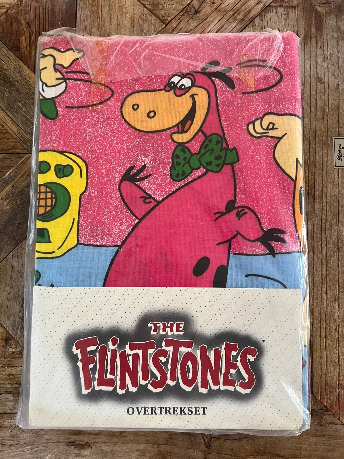Vintage dekbedovertrek Flinstones 135 x 200 100% katoen, Ophalen of Verzenden, Zo goed als nieuw, Eenpersoons, Dekbedovertrek