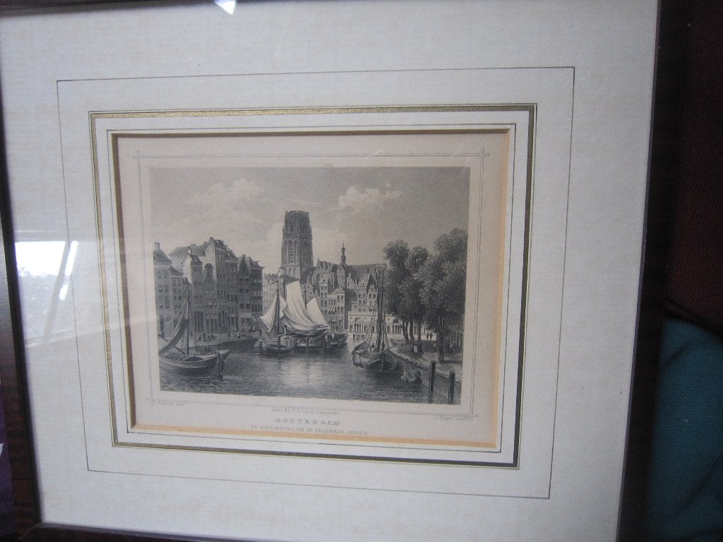 Staalgravure, Rotterdam, Korenbeurs vanaf de Draaibrug, Antiek en Kunst, Kunst | Etsen en Gravures, Ophalen