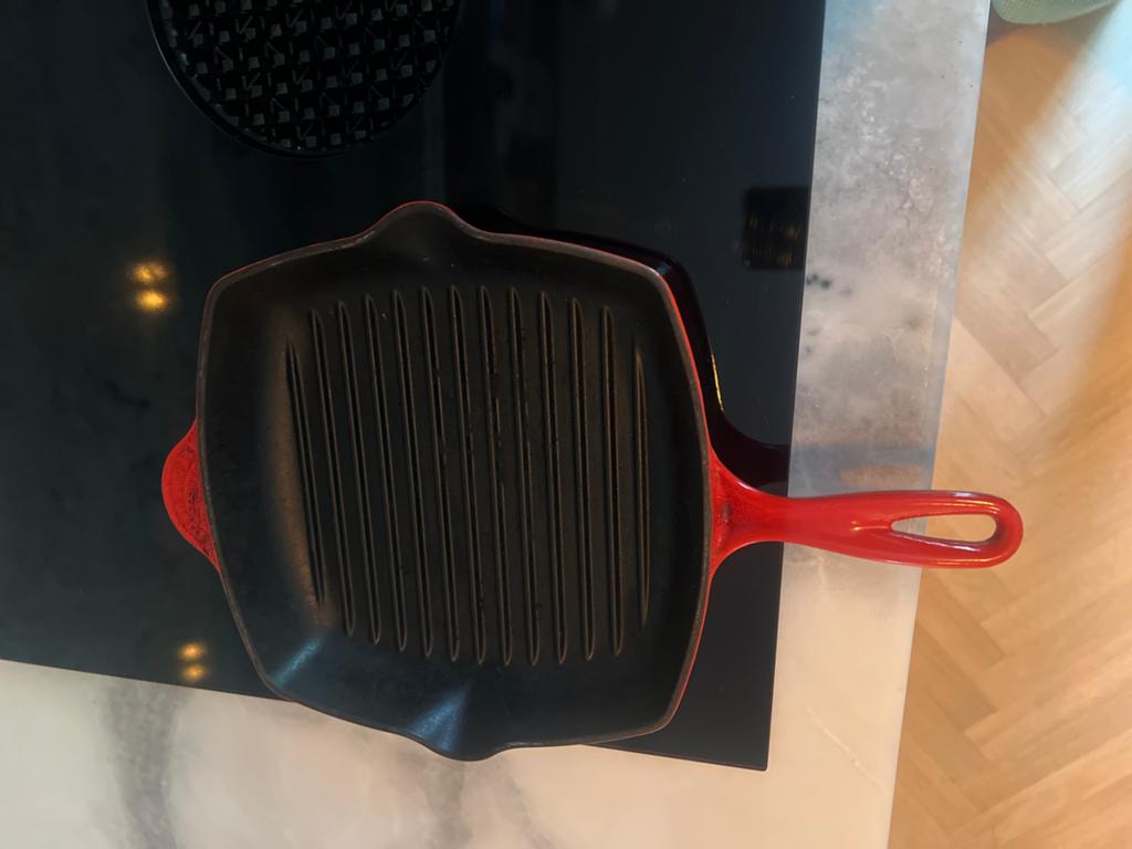 Le Creuset grillpan 26 cm - Gietijzeren kwaliteit, Gebruikt, Ophalen of Verzenden, Koekenpan of Braadpan, Gietijzer