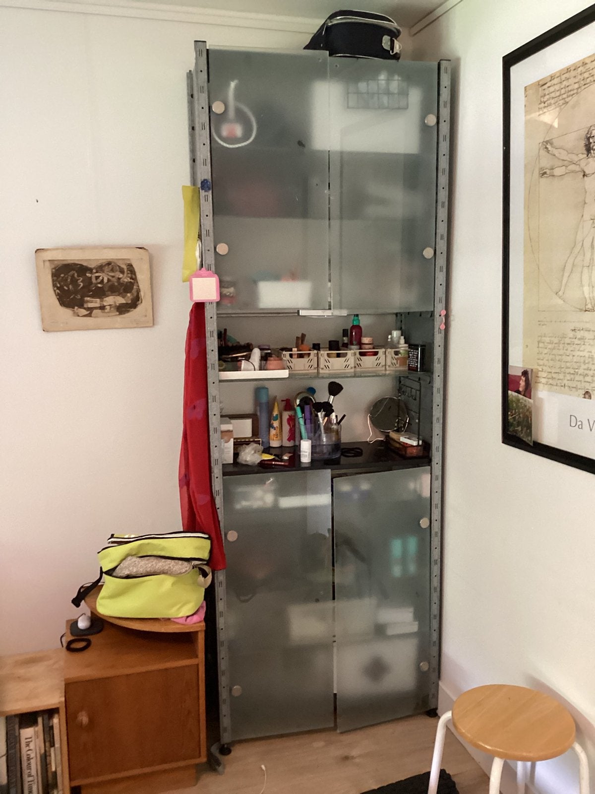 Stoere industriele kast metaal (79 x 30 x 222 cm), Ophalen, 200 cm of meer, 50 tot 100 cm, Glas