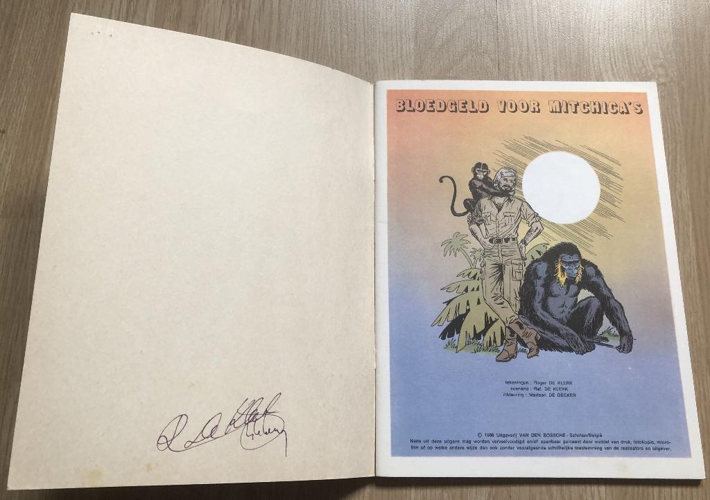 ROGER & RAF DE KLERK - BLOEDGELD VOOR MITCHICA'S - 1986, Eén stripboek, Ophalen of Verzenden, Zo goed als nieuw