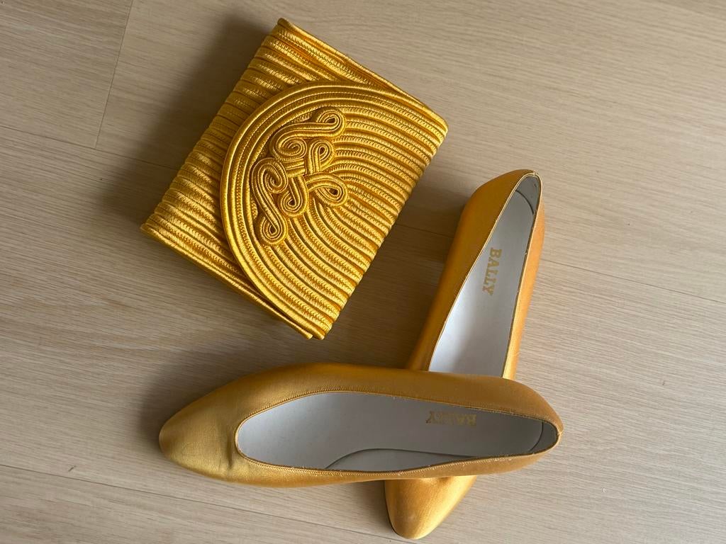 Bally Schoenen & Tas Set - Handgeschilderd - Maat 40, Kleding | Dames, Schoenen, Zo goed als nieuw, Ballerina's, Geel, Ophalen of Verzenden
