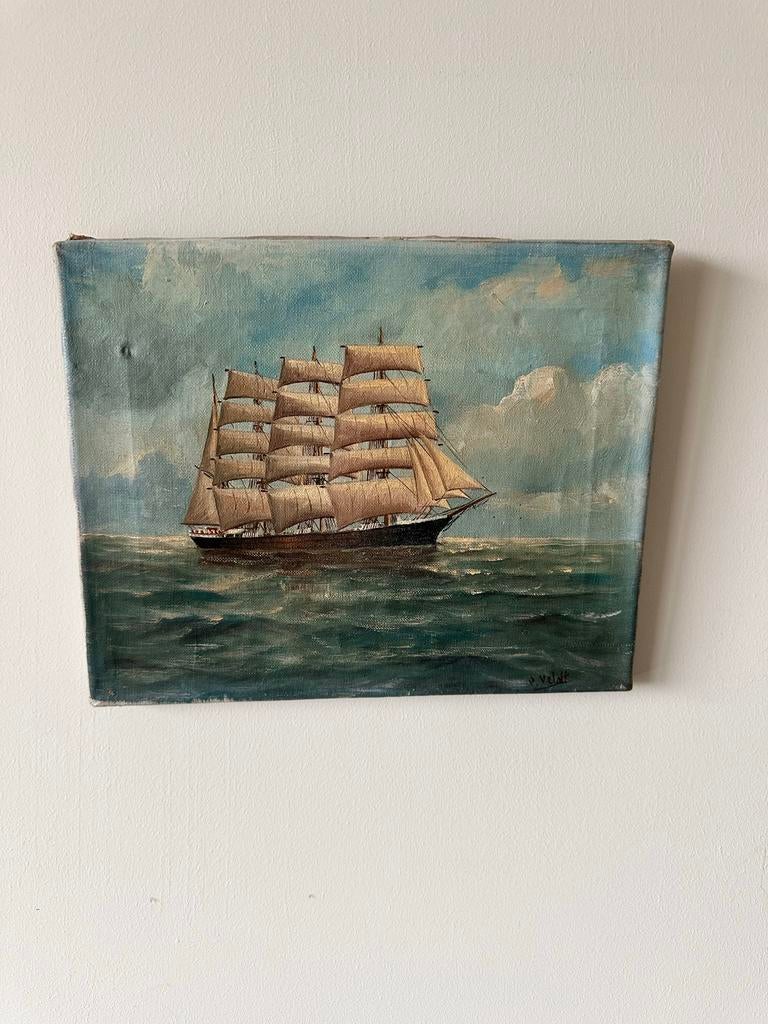 Diverse schilderijen: schepen, gebouwen, eenden, Ophalen