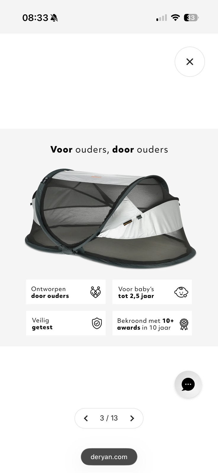 Deryan Luxe Reisbedje | Nieuw!, Ophalen of Verzenden, Nieuw, Tot en met 2