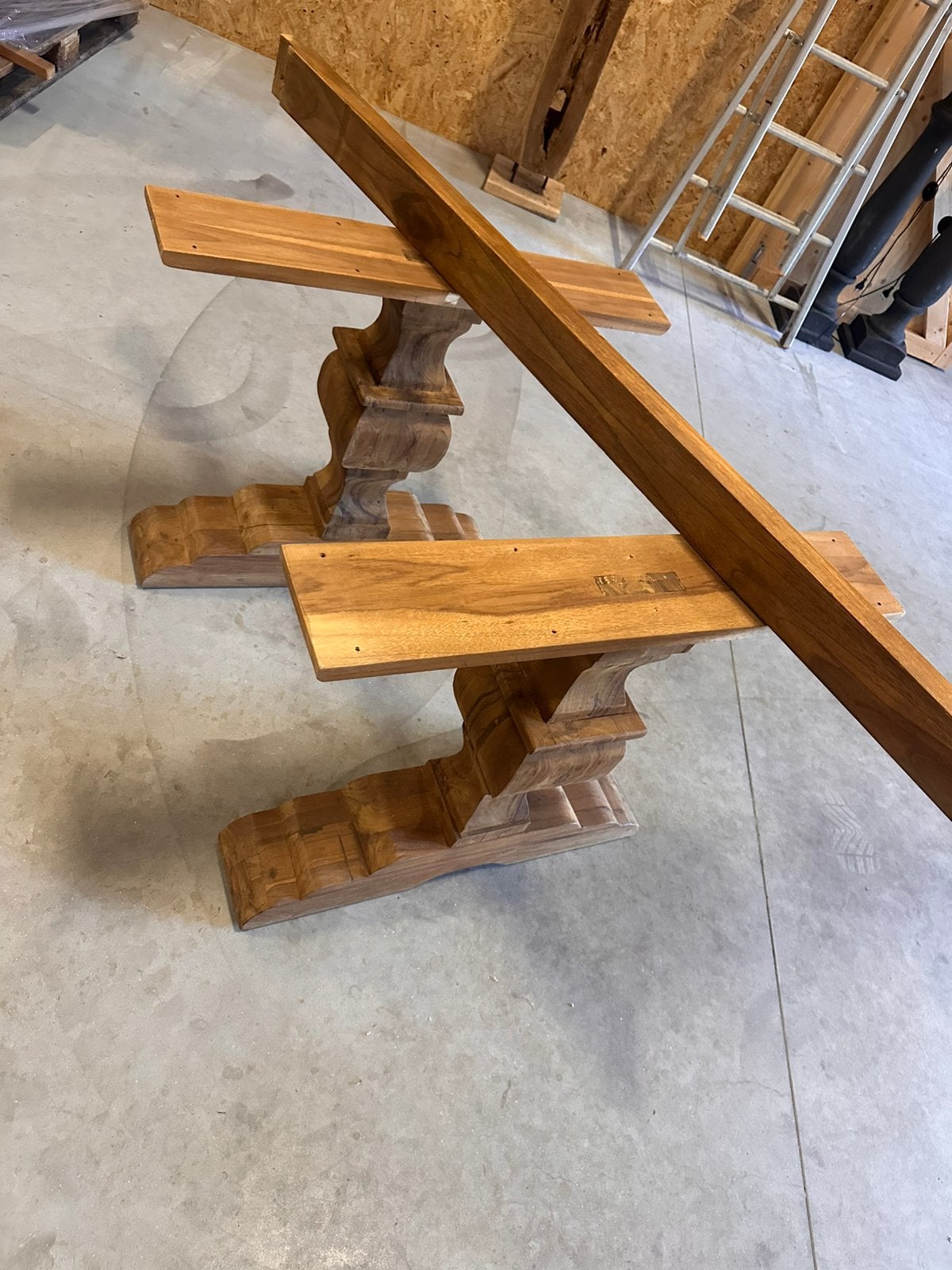 Set tafelpoten ( kloostertafel ) teakhout NIEUW, Antiek en Kunst, Antiek | Meubels | Tafels, Ophalen