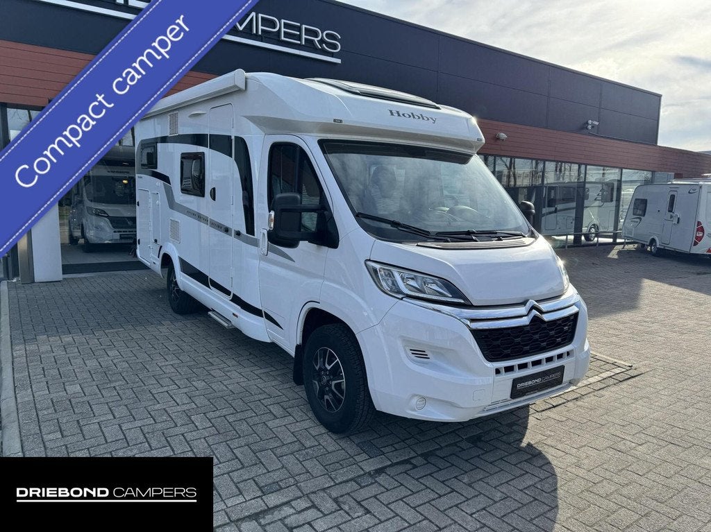Hobby V65 GE Optima Ontour Enkele Bedden Fietsenrek Luifel S, Caravans en Kamperen, Campers, Airconditioning, Hobby, Airbags, 6 tot 7 meter