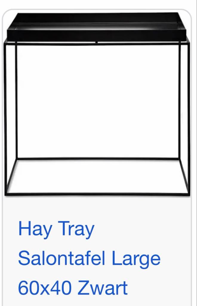 2 x HAY Tray Table 60x40 Zwart - Nieuw in verpakking, Nieuw, Minder dan 50 cm, Metaal, Rechthoekig