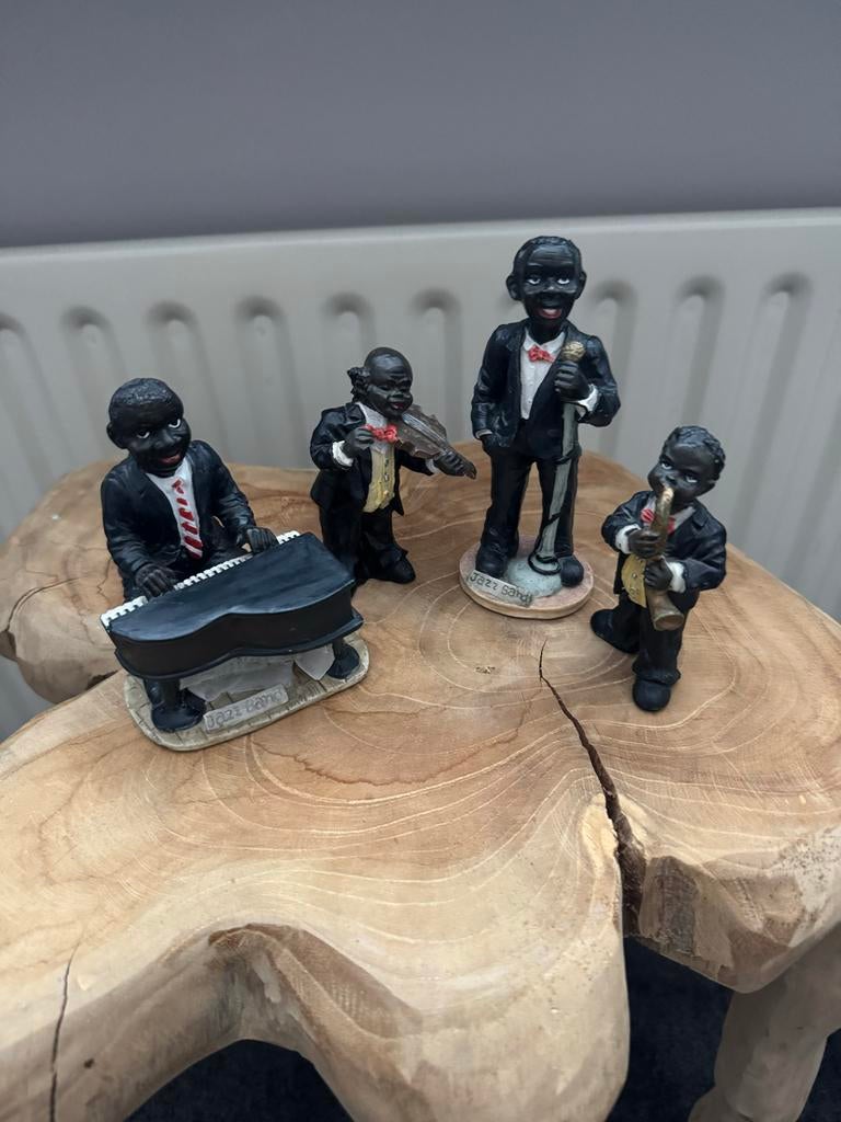 Jazz Band Beeldjes - Set van 4 Muzikanten, Verzamelen, Beelden en Beeldjes, Gebruikt, Mens, Ophalen