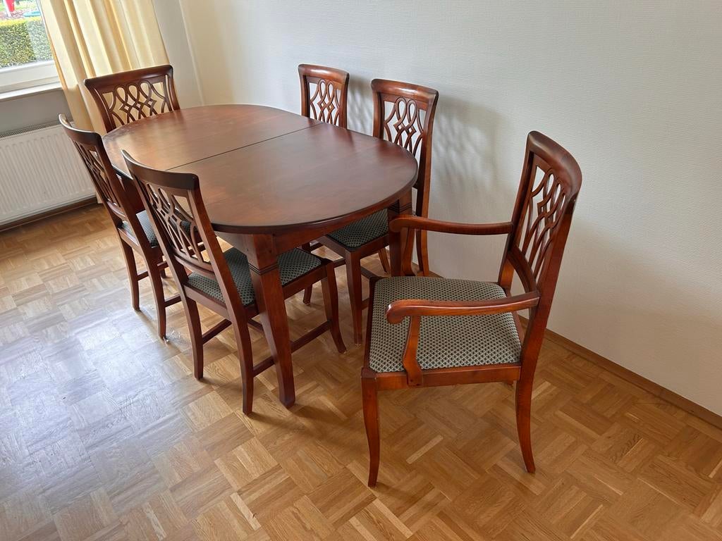 Elegante eettafel met 6 stoelen - Klassiek design, Antiek en Kunst, Antiek | Meubels | Tafels, Ophalen