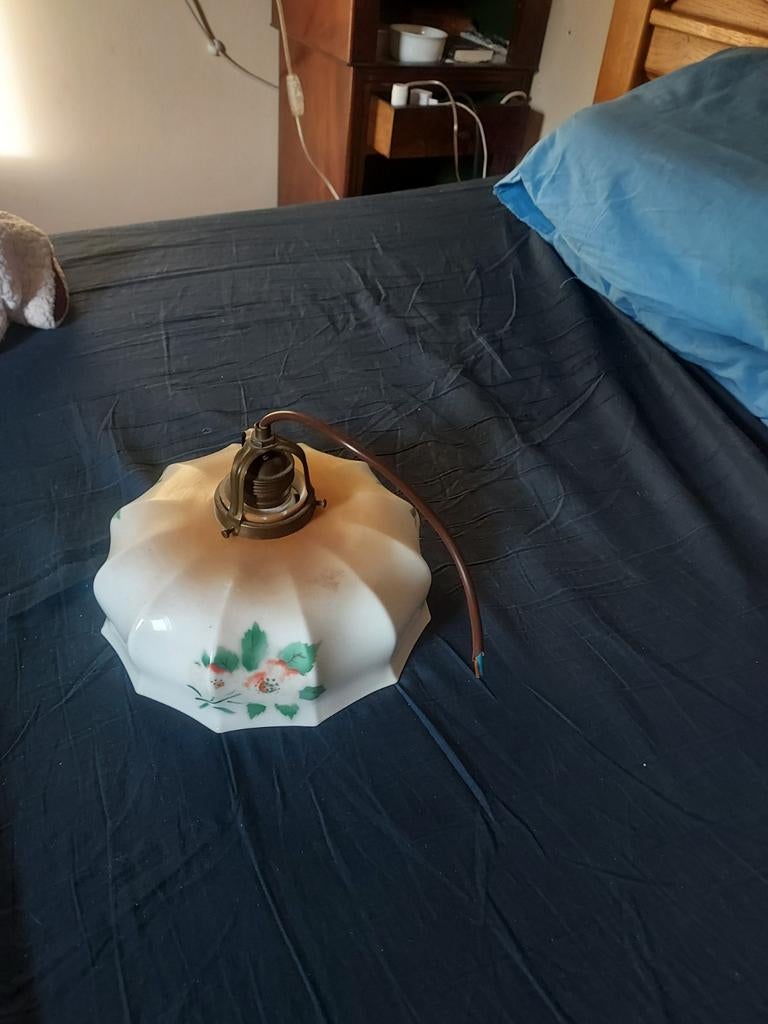 Vintage plafondlamp met bloemmotief, Ophalen of Verzenden