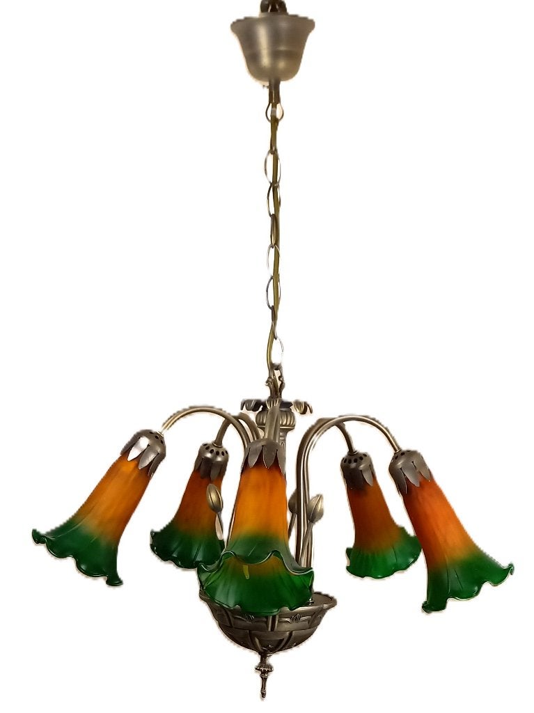 Hanglamp + 2 tafellampen, Verzenden, E14 (klein), Zo goed als nieuw, Glas