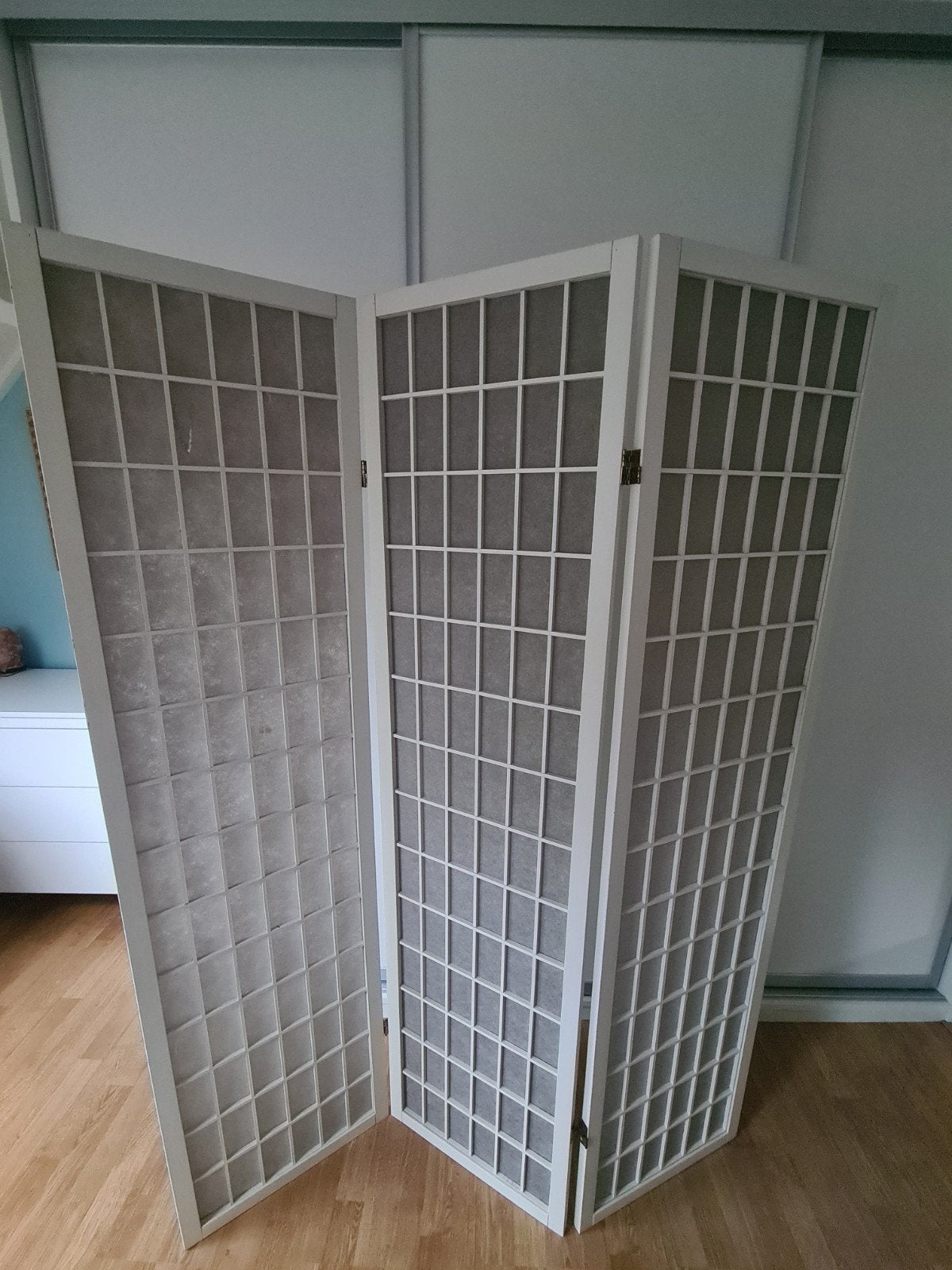 Japans kamerscherm, wit, hout, 3 vouwdelen, Ophalen, Gebruikt