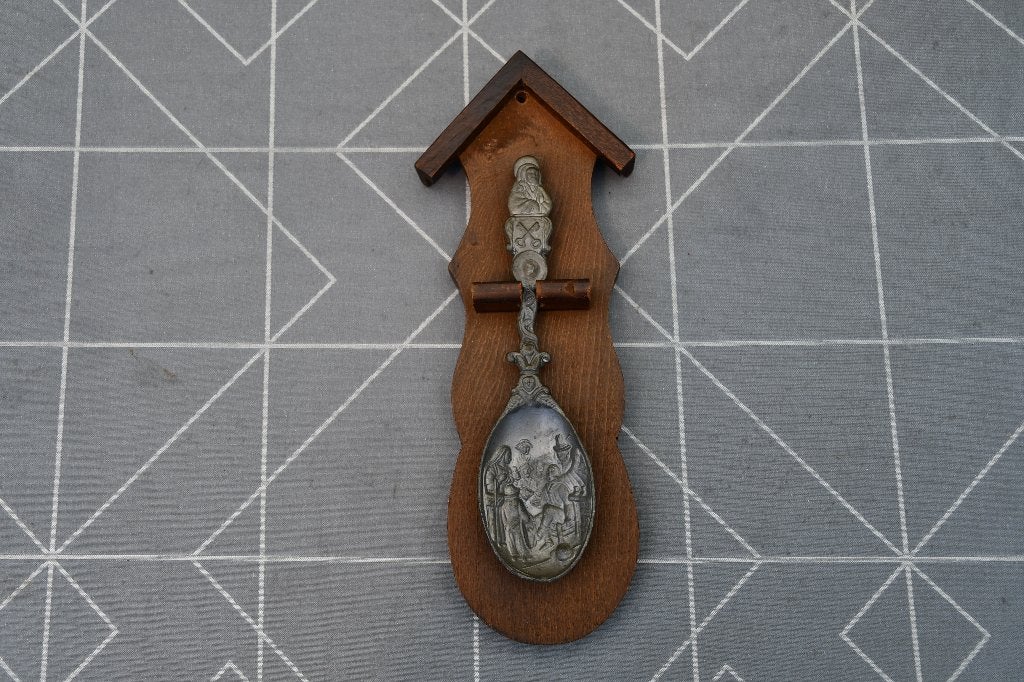 Lepel met wapen van Leiden - Tin - oude ambacht, Antiek en Kunst, Antiek | Tin, Ophalen of Verzenden