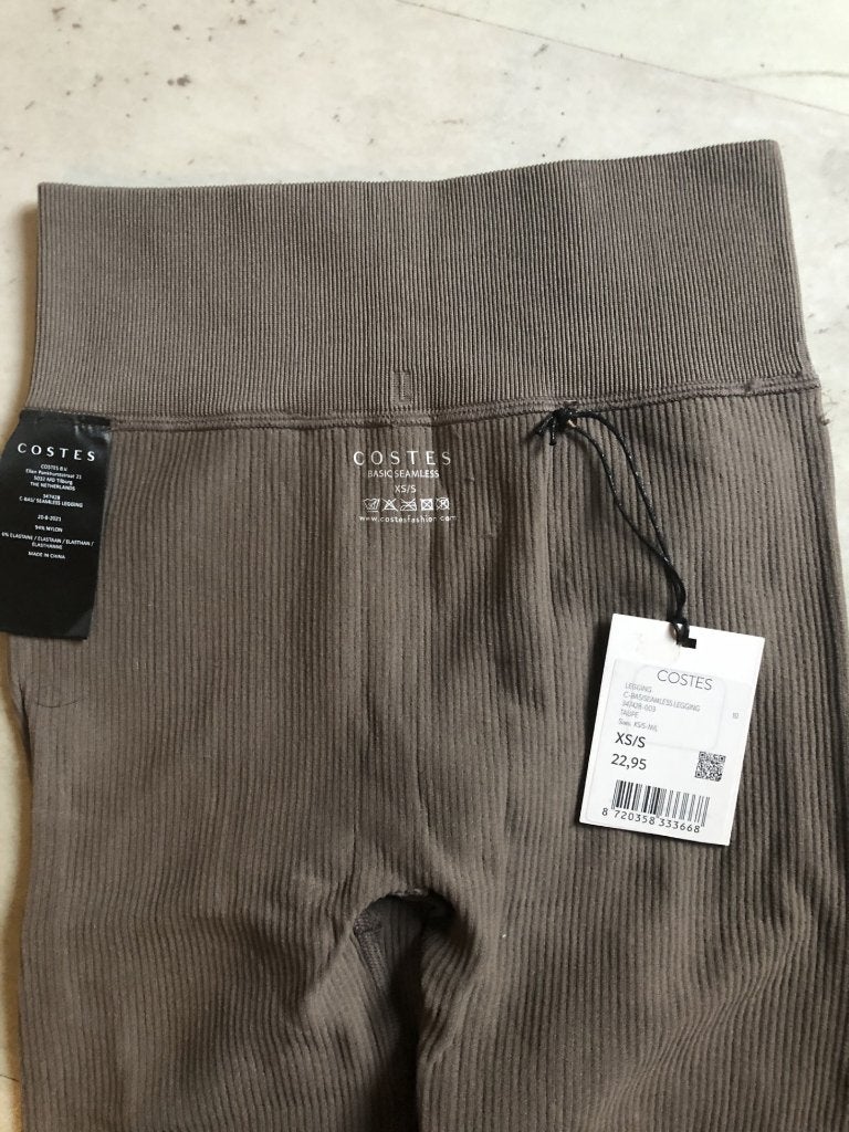 V) br25 costes sport legging maat xs/s taupe, Overige kleuren, Verzenden, Costes, Maat 34 (XS) of kleiner