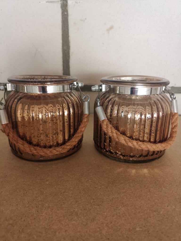 Set bronzen/terracotta woonaccessoires, Ophalen of Verzenden, Gebruikt, Bruin, Textiel