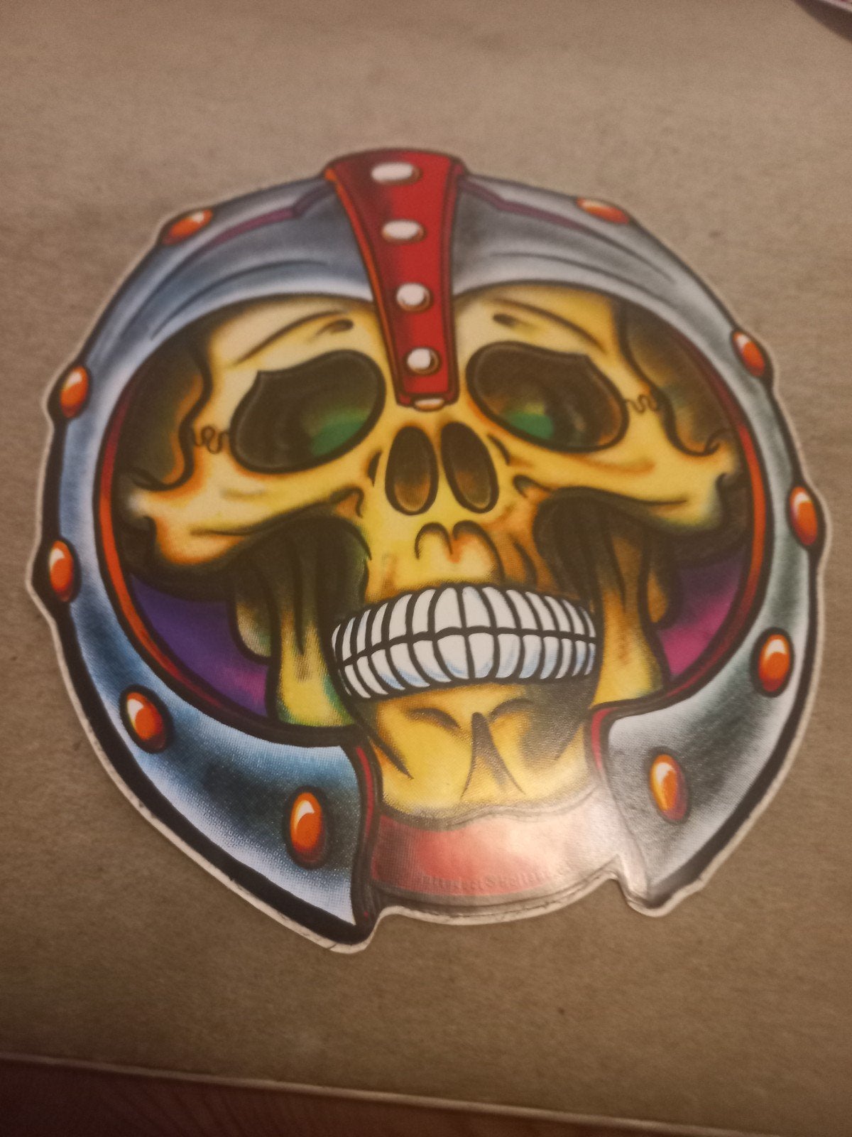 Stoere schedel sticker met helm - Uniek design, Ophalen of Verzenden