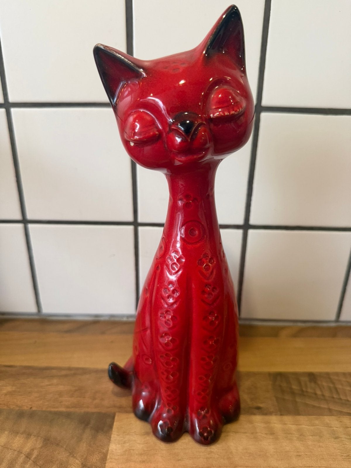 Vintage Jema Holland Kattenbeeld - Rood Keramiek, Ophalen of Verzenden