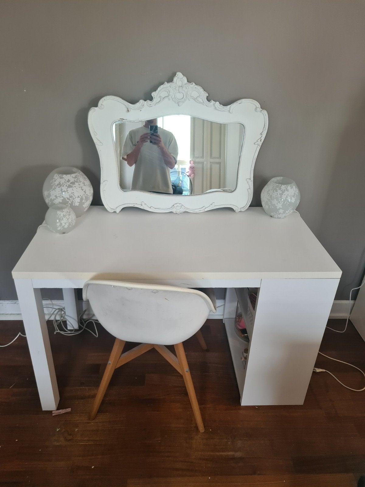 Make-up tafel/bureau met stoel, lampen en spiegel, Huis en Inrichting, Ophalen, Gebruikt