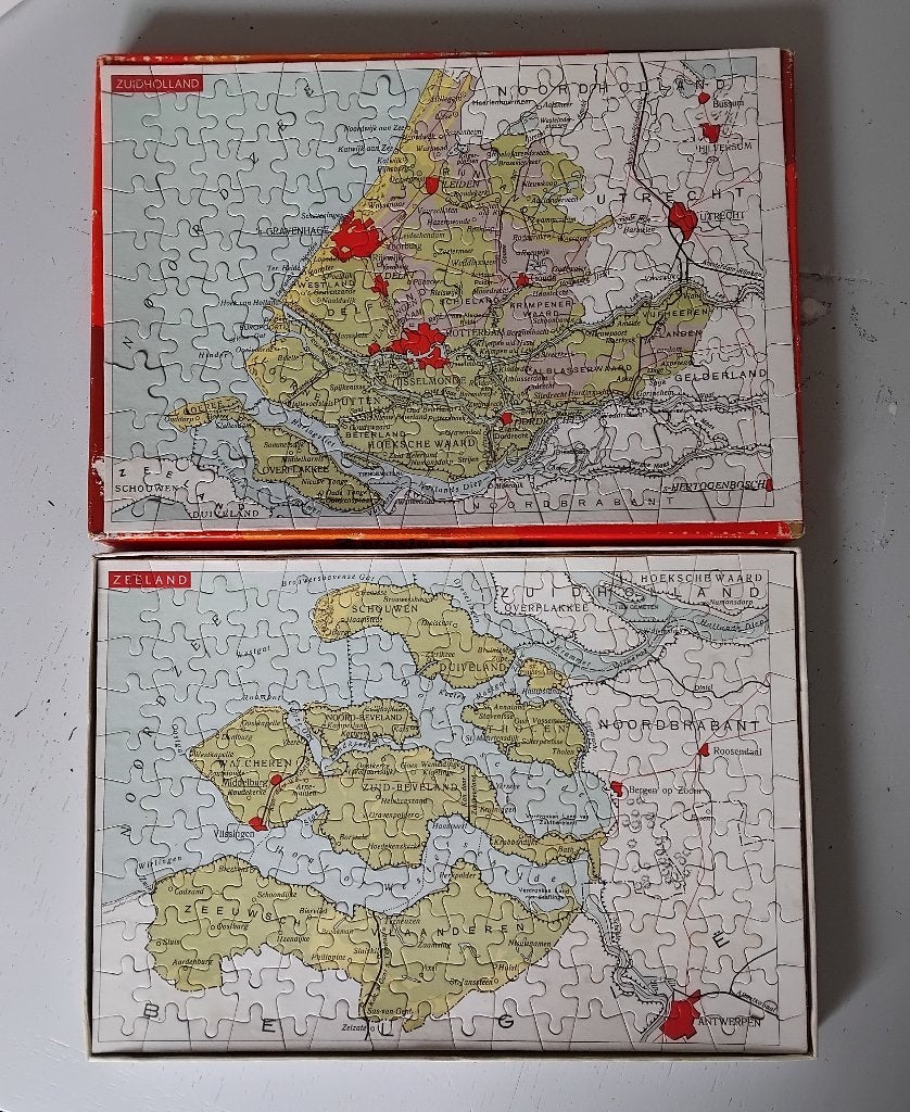 Jaren '60, 2 provincie puzzles zuidholland - zeeland, Ophalen of Verzenden