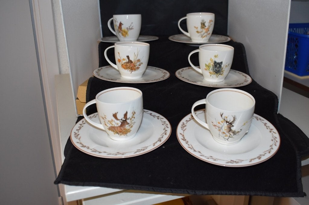 Koffiekop en schotels Wild NatuurserviesTettau, Info@detagrijn.com, Overige merken, Nieuw, Ophalen of Verzenden