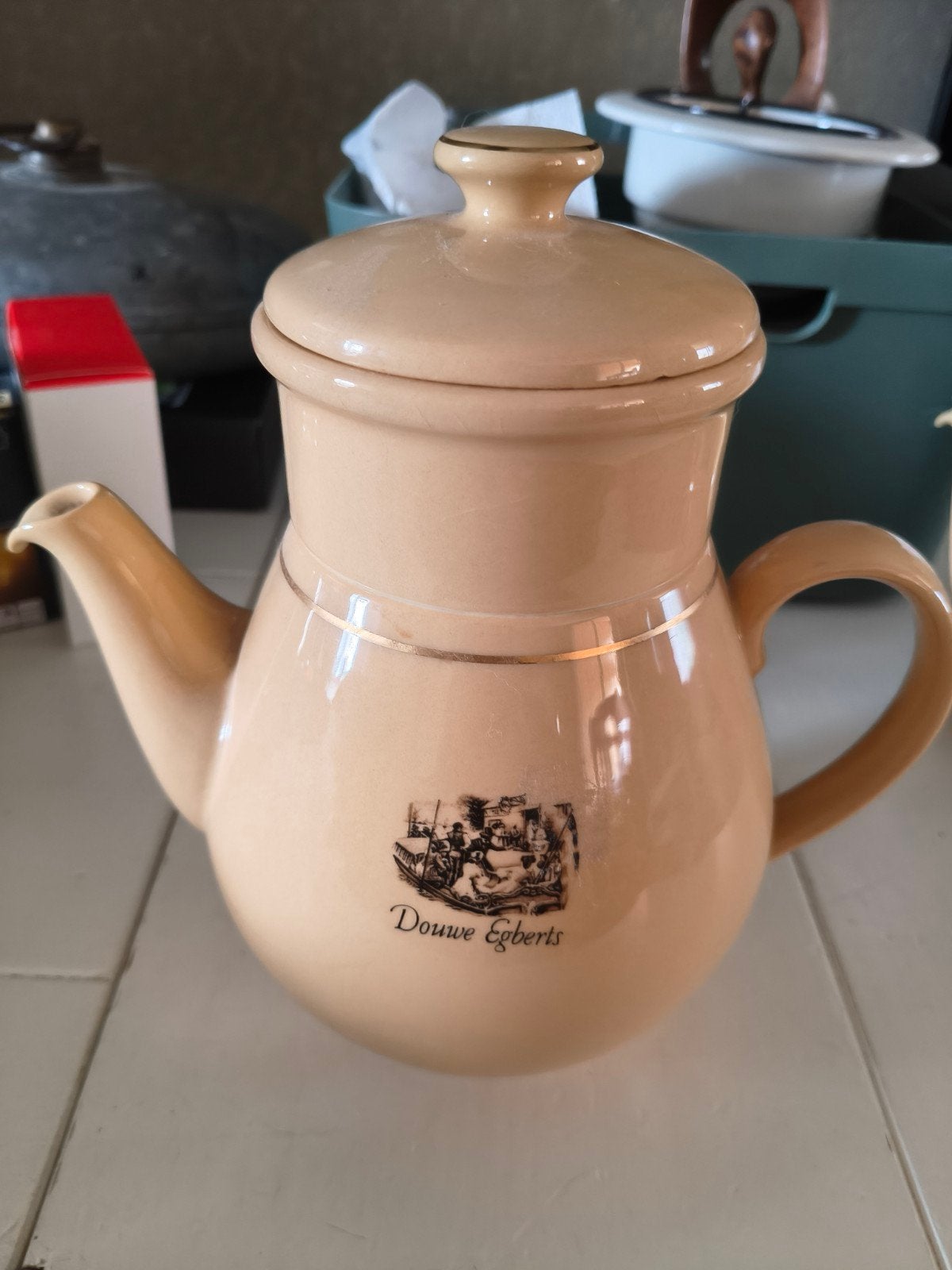 Vintage Douwe Egberts koffiepot met filter, Ophalen of Verzenden