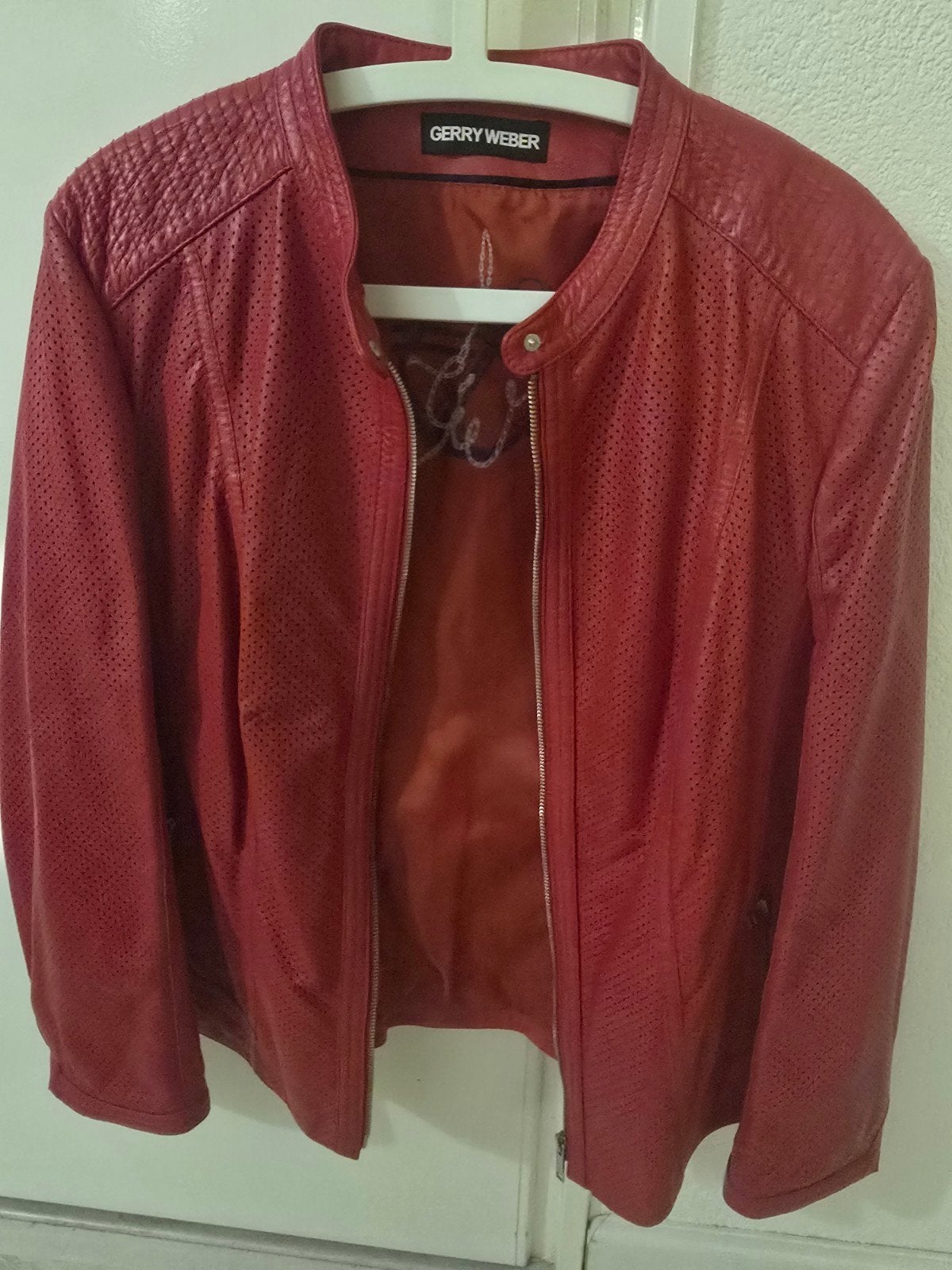 Gerry Weber Leren Jas Rood - Maat L, Neulehenstraße 8, 33790 Halle (Westf.), Duitsland, Maat 42/44 (L), Ophalen of Verzenden, Gerry Weber