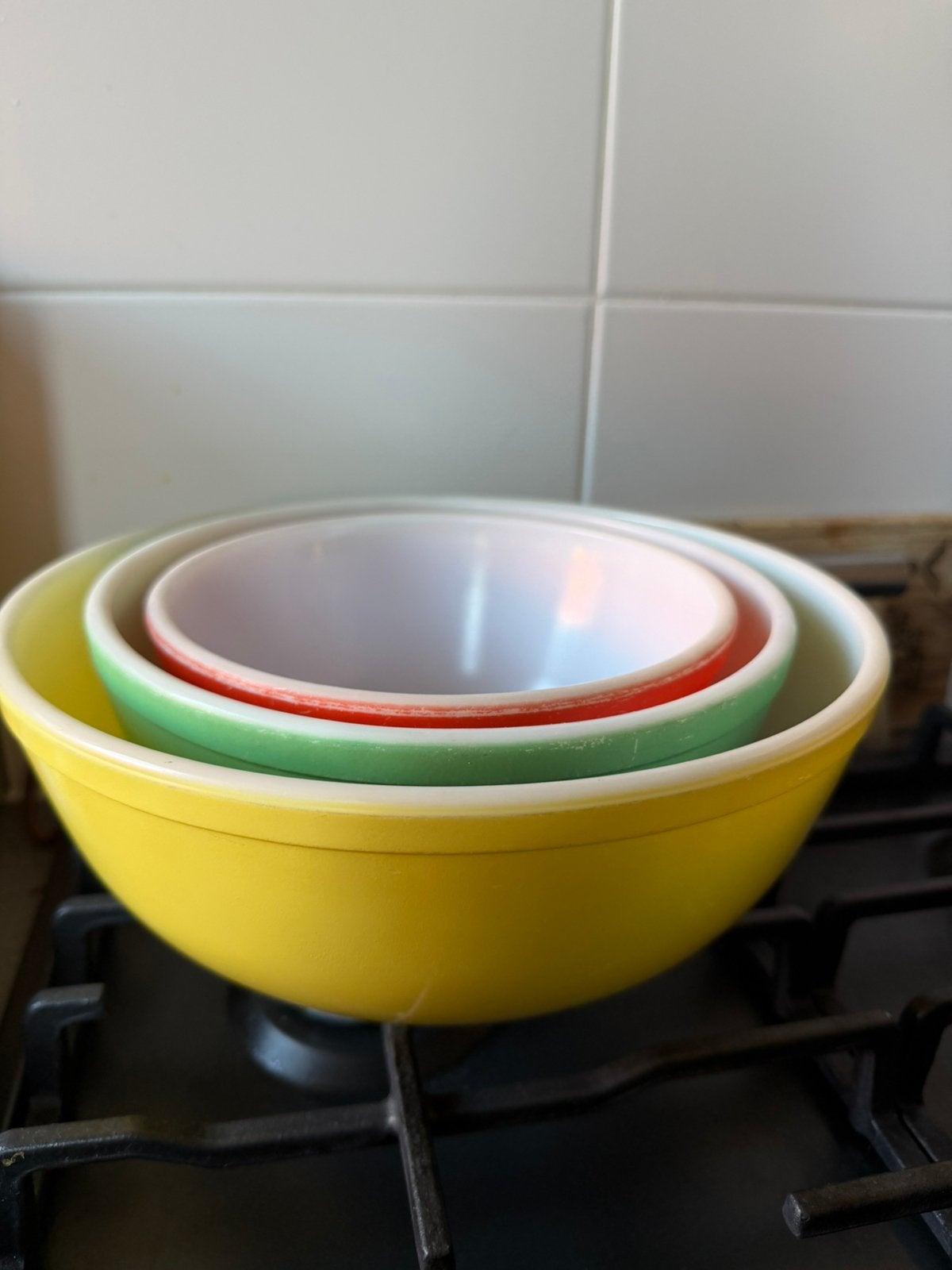 Vintage Pyrex mengkommen set (3 stuks) | Ovenbestendig, Antiek en Kunst, Antiek | Schalen, Ophalen