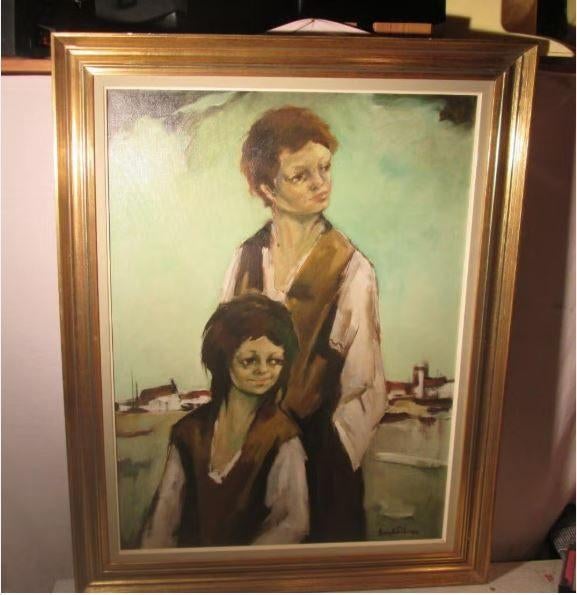 Prachtig Schilderij 'Jongen en Meisje' - Remy de Pillecijn, Ophalen of Verzenden
