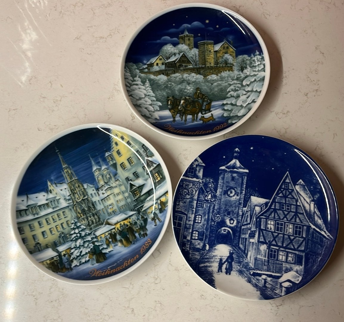 Set van 3 vintage Royal Tettau kerstborden / wandborden, Ophalen of Verzenden