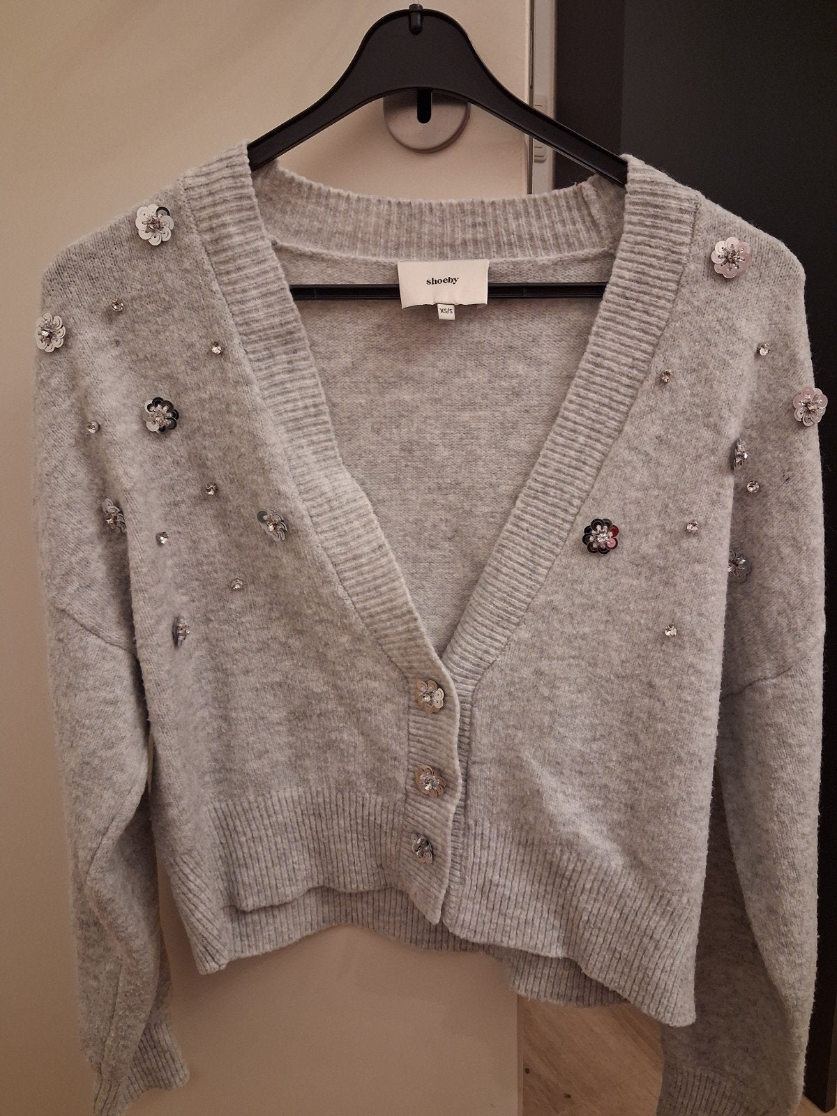 Dames vest, grijs, Shoeby, met kralen, maat XS/S, zgan, Ophalen of Verzenden, Zo goed als nieuw, Shoeby, Maat 34 (XS) of kleiner