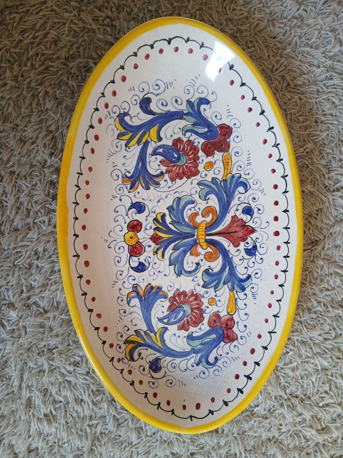 Handgeschilderde Italiaanse Schaal - F.L. Deruta, 33 x 20 cm, Ophalen of Verzenden