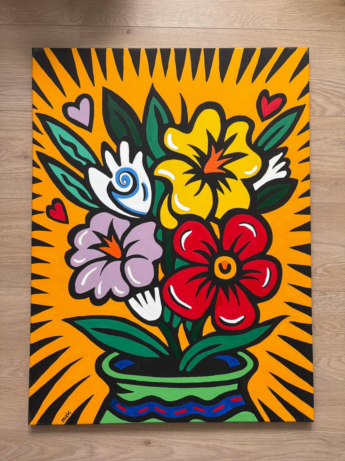 Schilderij “ Bloem bloem bloem “, Ophalen, Acrylverf, Handgeschilderd, Overige materialen