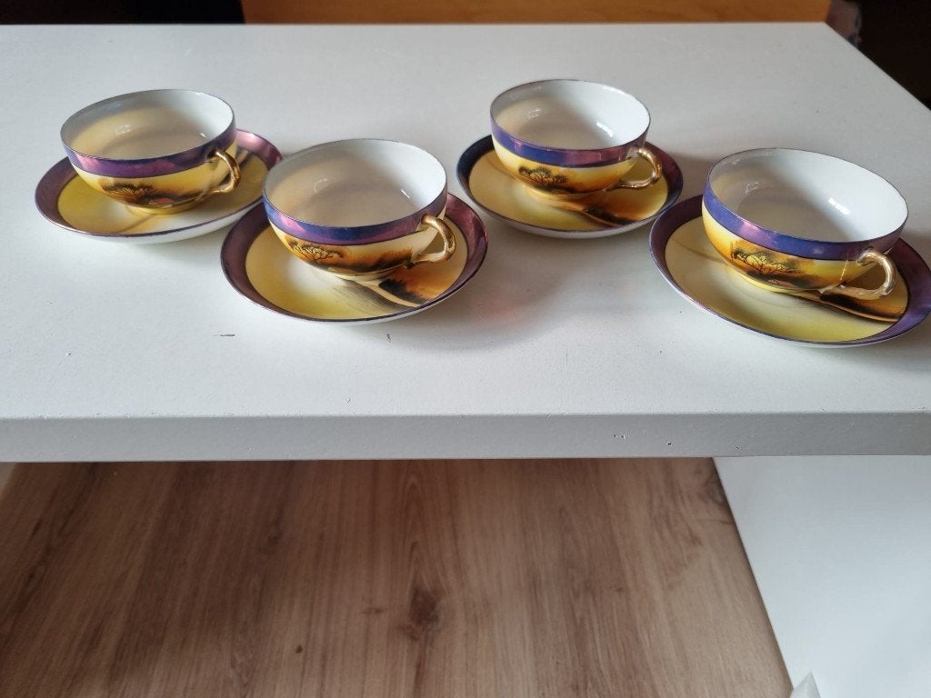 Antieke kop en schotel van lusterware 4X, Ophalen